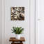Wall mounted key box, Opens to the left, 30x30x5, White, Complex gears in metallic colors, 