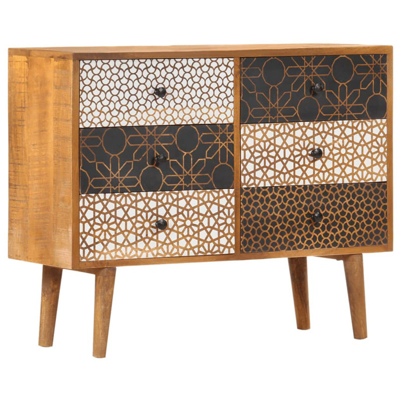 Buffet Buffet Armoire Buffet en bois massif manguier, 35,4 po x 11,8 po x 27,6 po