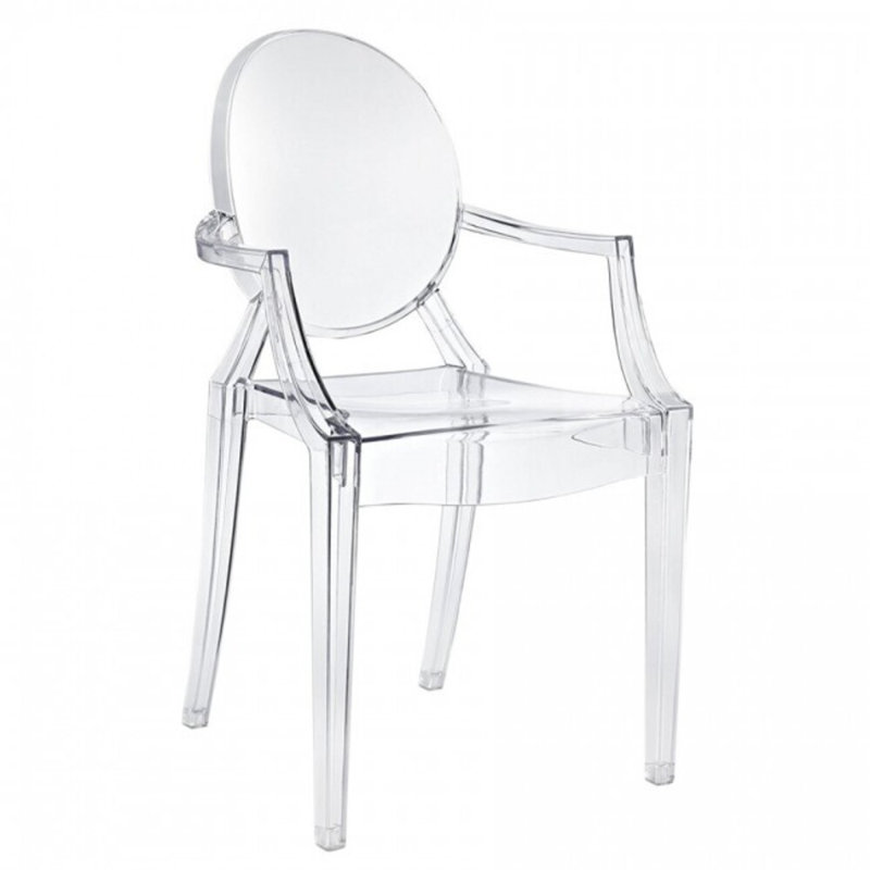  Chaise d'appoint empilable à dossier très grand King Louis, Transparent, 6