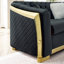 Canapé modulaire noir en forme de L de 106 pouces, garniture dorée, revêtement en velours, bouton, 5 sièges, coussins en éponge haute densité, accoudoirs roulés, design contemporain en noir, accents en acier inoxydable, coussins,-925727623