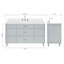 ARIEL Monroe 60 Single Sink Bathroom Vanity with Carrara Quartz Top-1156463482