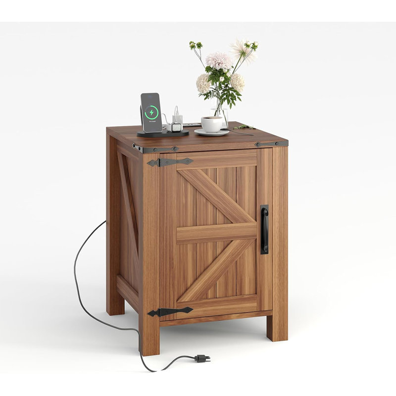 Table de chevet et table de bout moderne à deux niveaux 18 po avec station de charge pour chambre à coucher et salon 18 po