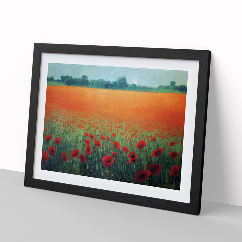 XH1022-8649X Superb Poppies Flowers 1 Piece Single Picture Frame Painting, 46cm H x 64cm W x 2cm D, Black