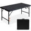 Table pliante d'extérieur noire de 4 pi pour pique-nique, jeu et salle à manger, paquet de 2, boîte de 46,9 po de longueur, 23,2 po de largeur, hauteur réglable, verrouillage par gravité, poignée de transport, pieds en mousse, fête peu encombrante, présentoir,