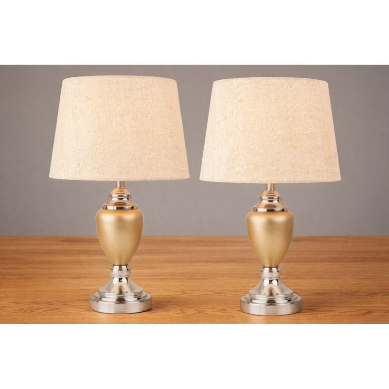 Zellner 44Cm Pair (2x) Champagne Gold Silver Table Lamps