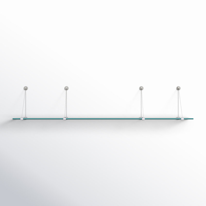 Metal and Glass Rectangle Bracket Shelf, Chrome