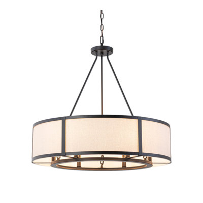 Lustre tambour 6 lumières en tissu