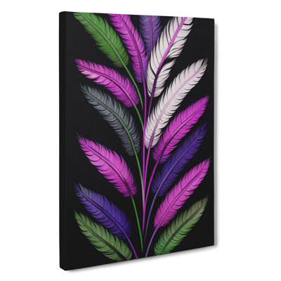 Retro Feathers No.4 - Wrapped Canvas
