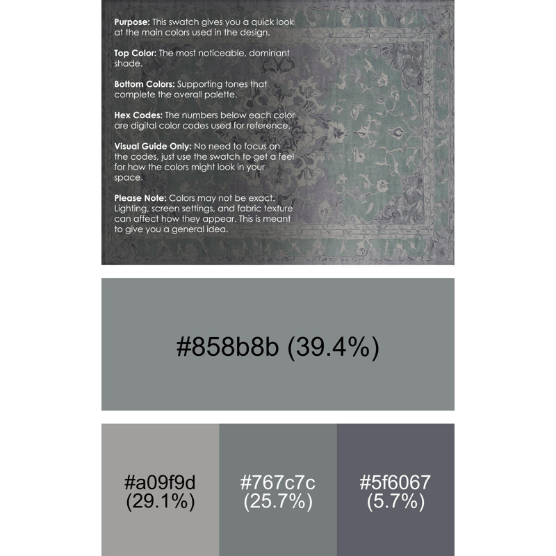 Machine Washable Gray Area Rug, Square 4'