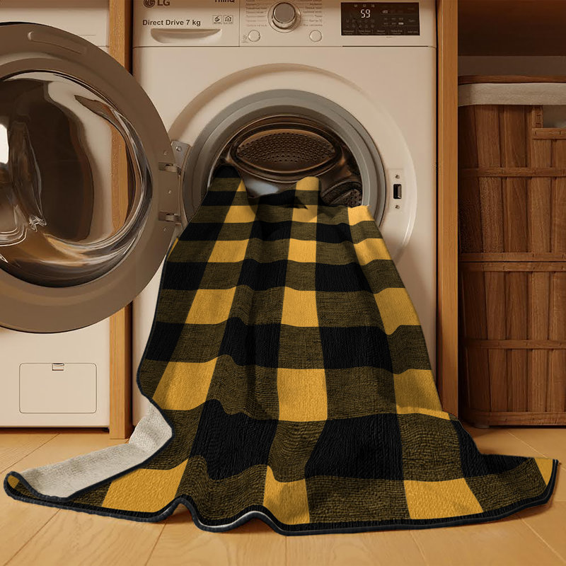 Tapis brun à carreaux lavable à la machine, Rectangle 2 pi x 3 pi