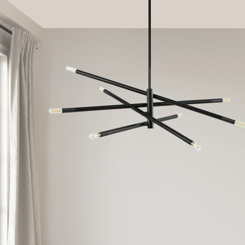 Luminaire suspendu 8 lumières incandescentes, Noir mat