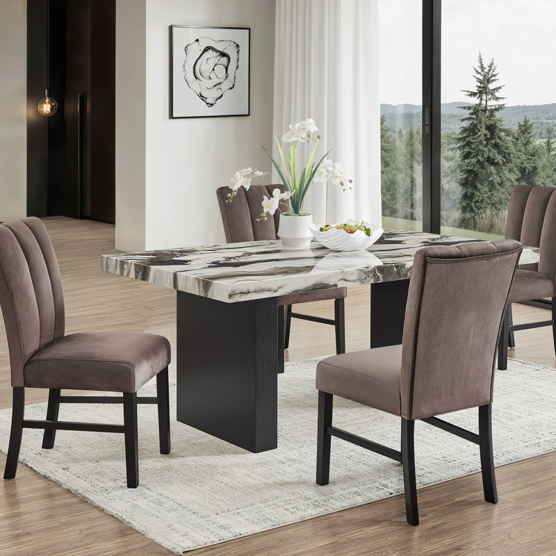Ensemble de 2 chaises de salle à manger entièrement rembourrées en microfibre et capitonnées