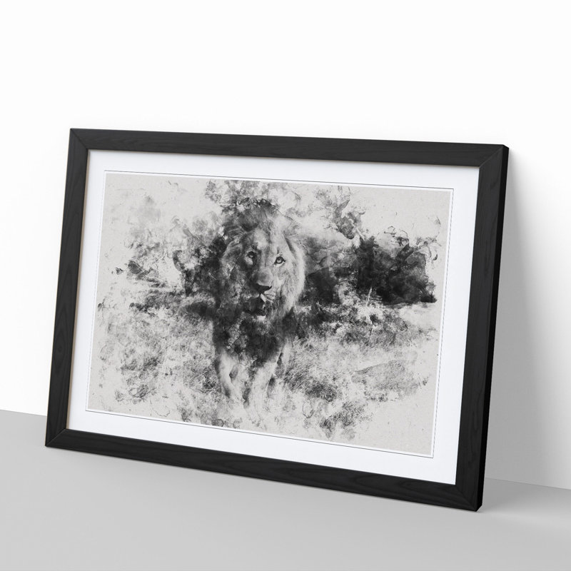 Lion Vol.5 - Picture Frame Graphic Art, 36cm H x 48cm W x 2cm D, Black Framed