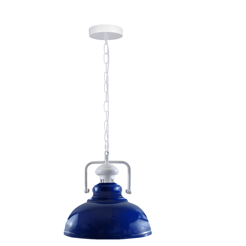 Lockett 1 - Light Satin Nickel Pendant, Navy  Blue