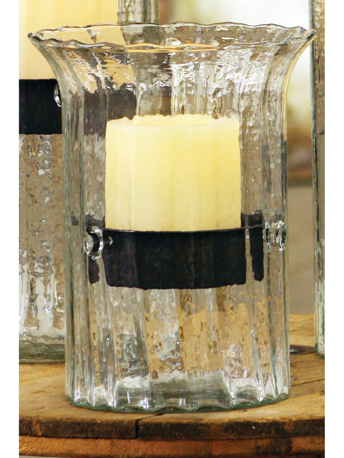 Willia Glass Tabletop Hurricane, 11" H x 7" W x 7" D