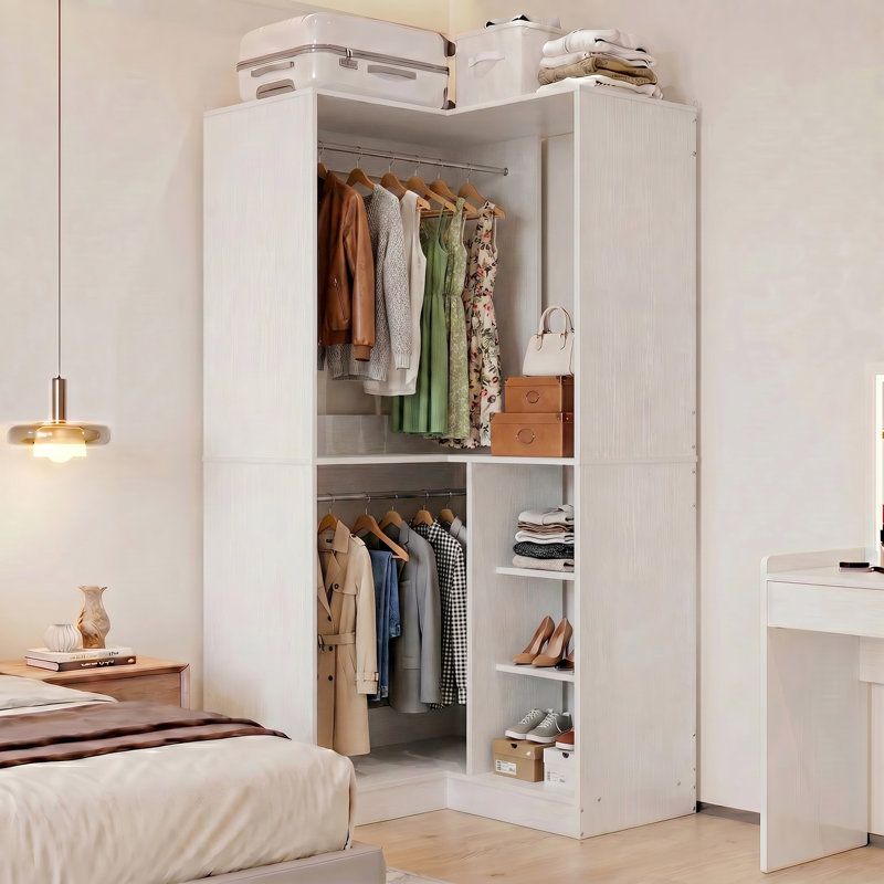 Système de placard d'angle 36 "avec tringles de suspension, Blanc