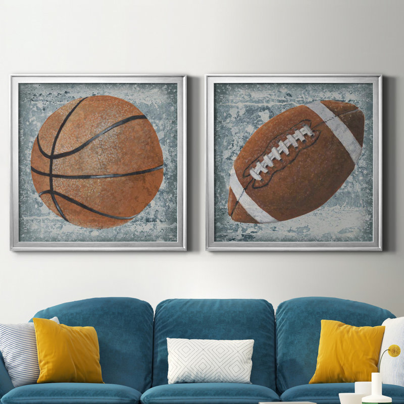 Grunge Sporting I Grunge Sporting I - ensemble de 2 impressions encadrées, H 34,5 po x l 69 po x P 1,5 po, Pas de tapis