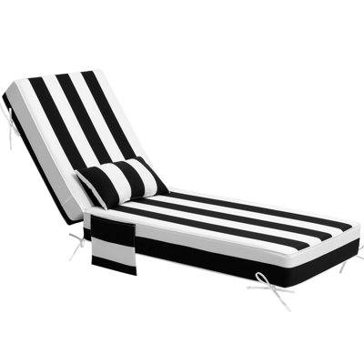 26.5'' W x 80'' D x 6'' H Outdoor Chaise Lounge Seat / Back Cushion with Pillow and Pocket