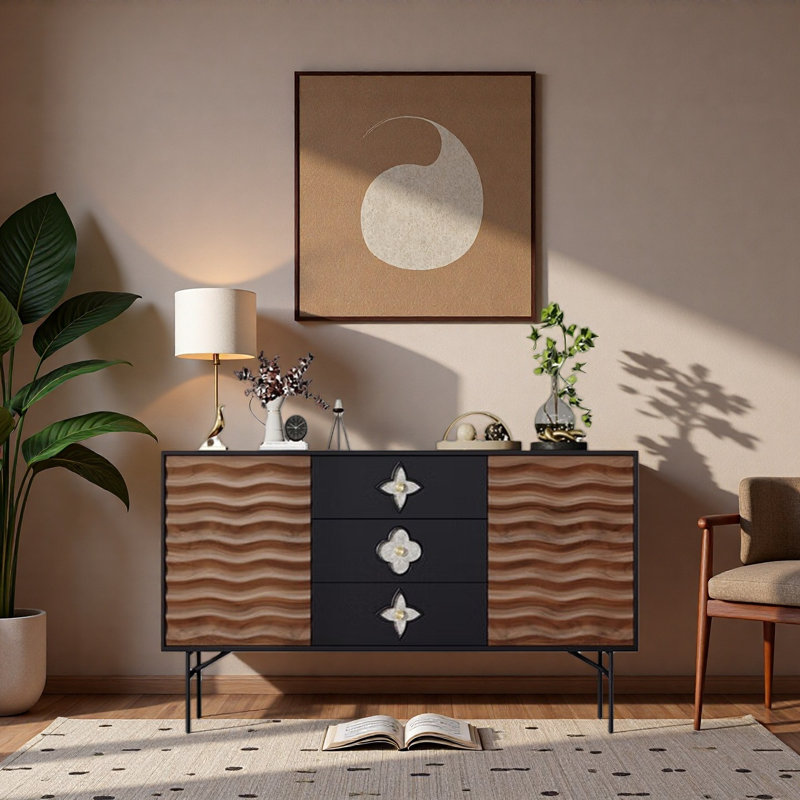 Buffet nordique rétro haut de gamme, H 33,46 po x l 55,12 po x P 15,75 po