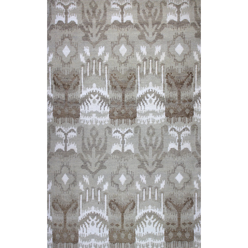 Tapis oriental en laine noué à la main beige, Rectangulaire 8 pi x 10 pi