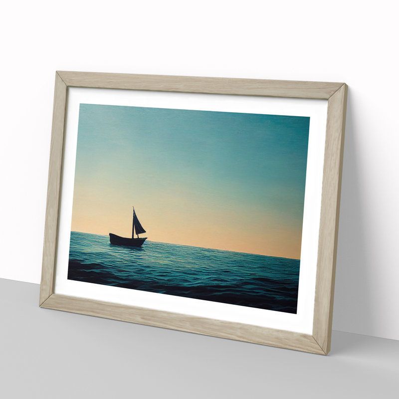 Solo Sailing Boat Vol.3 - Framed Print, 34cm H x 46cm W x 2cm D, Oak