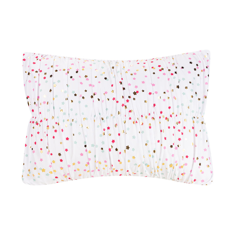 Iridescent Stars Ruched White Microfiber Comforter Set, Full/Queen Comforter + 2 Shams