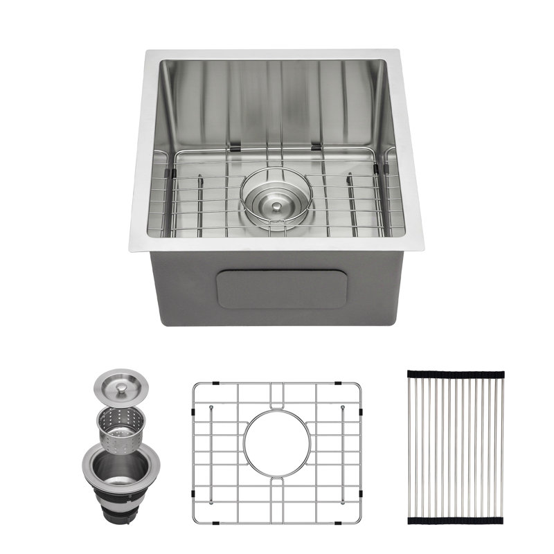 17 Inch Undermount Sink - 17"X19"X10" 16 Gauge Single Bowl Kitchen Sink 10 Inch Deep Bar/Prep Sink Basin
