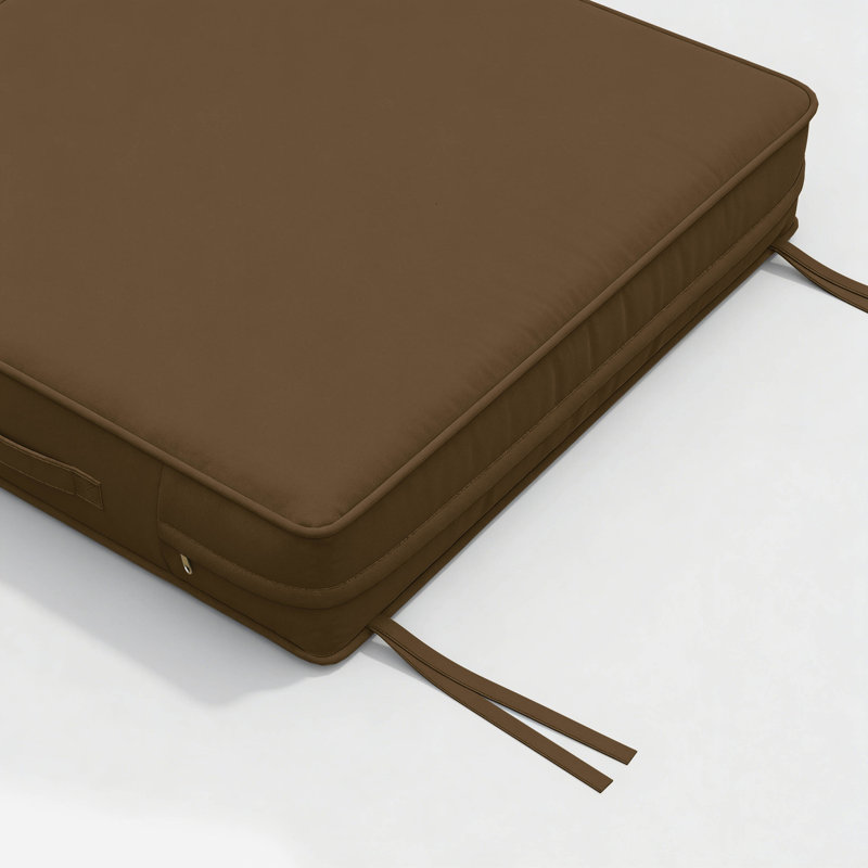 Outdoor Chair Seat Cushions，Water-Resistant Patio Chair Cushions With Handle And Non-Slip Bottom, Brown, 24" W x 24" D