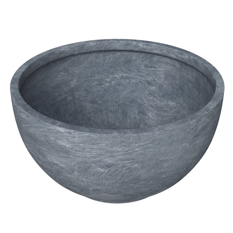 Pot à fleurs Rynley Modern Fiberstone and Clay - Pot rond avec trous de drainage pour l'intérieur et l'extérieur 