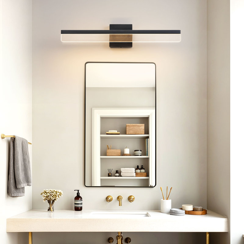 Éclairage de meuble-lavabo à DEL 24 po à intensité variable pour salle de bain, Noir