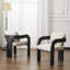Ensemble de 2 chaises de salle à manger avec dossier coussiné, tissu beige, structure en bois massif noir