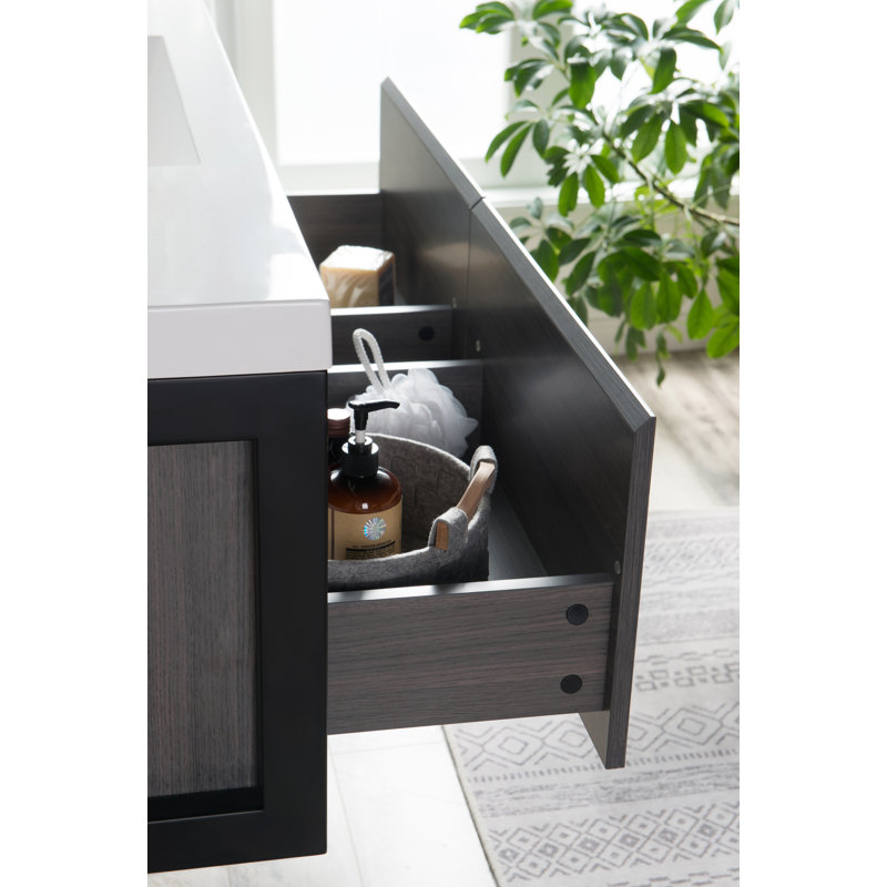 Boswick 47.25'' Single Bathroom Vanity with Top, Matte Black, Gray Oak