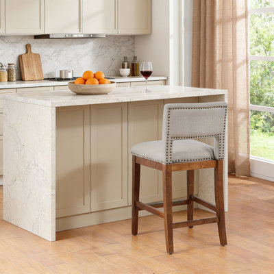 Fabric Upholstered Wood Counter & Bar Stool