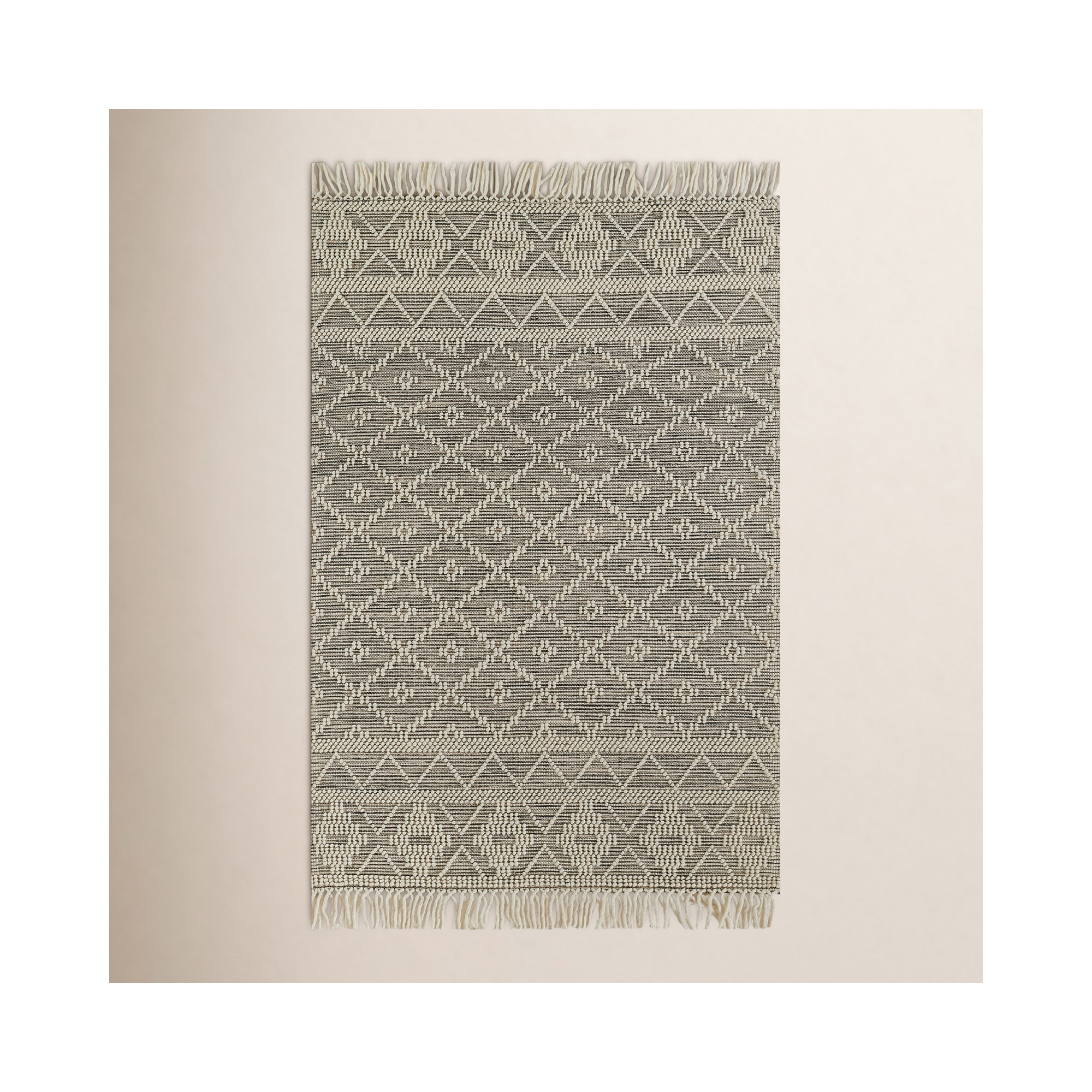 Alyson Handmade Beige/Gray Rug, Rectangle 5' x 8'