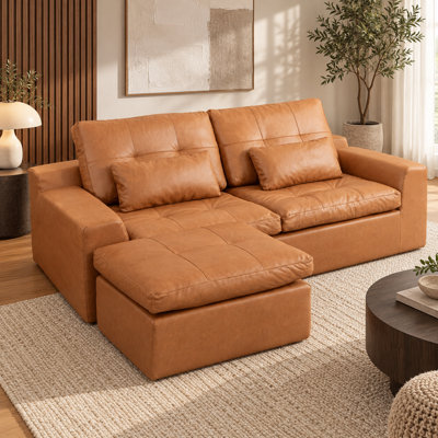 86.61 " Faux Leather Sofa