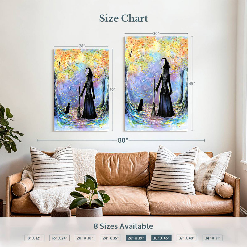 Kelan Witch And Black Cat, 39" H x 26" W