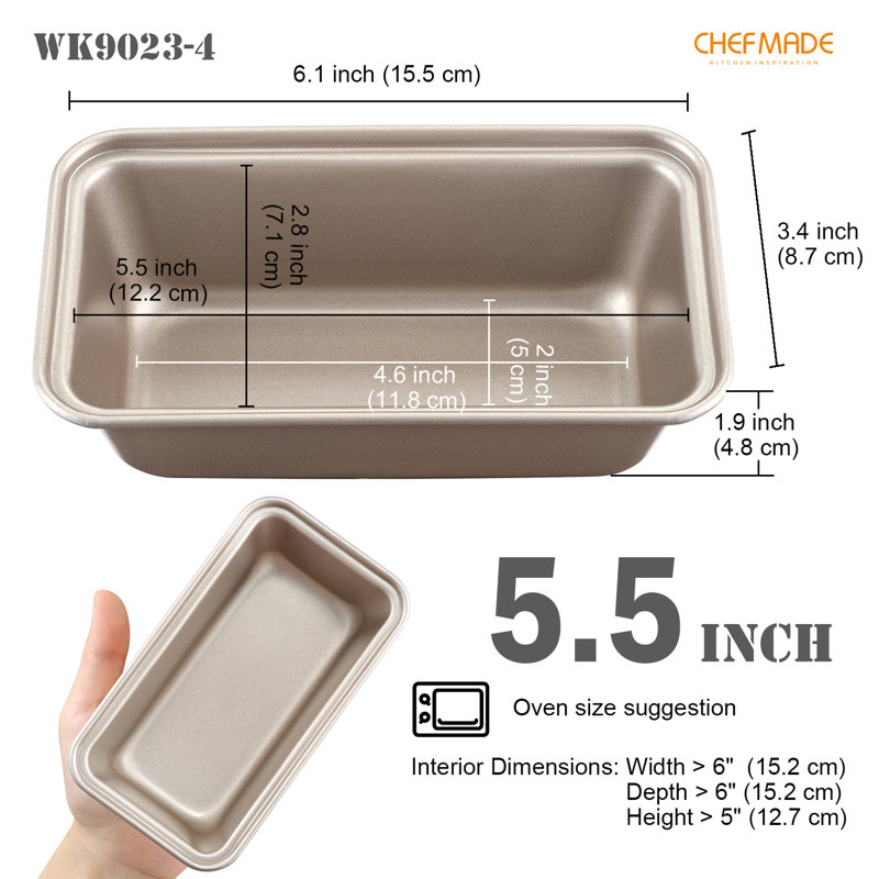 CHEFMADE 5.5 Inch Mini Loaf Pan Set 4Pcs