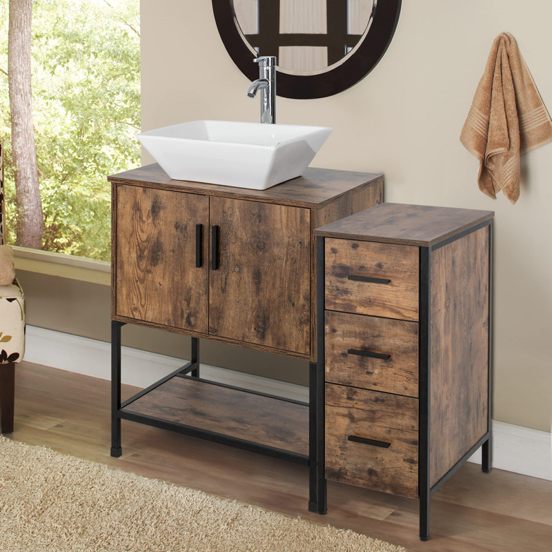 Ensemble de meuble-lavabo simple 36 po Conrado, Brun, Brun