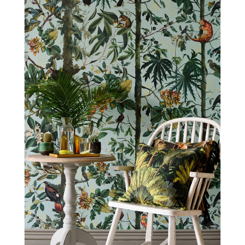 Tropical Wanderlust Wallpaper Roll, Green/Black/Red/Yelow