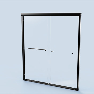 Porte de salle de bain double coulissante 56 "à 60", H 72 ", verre trempé, noir mat, douche lisse à fonctionnalité l 56" à 60 "x H 72", cloison de 6 mm