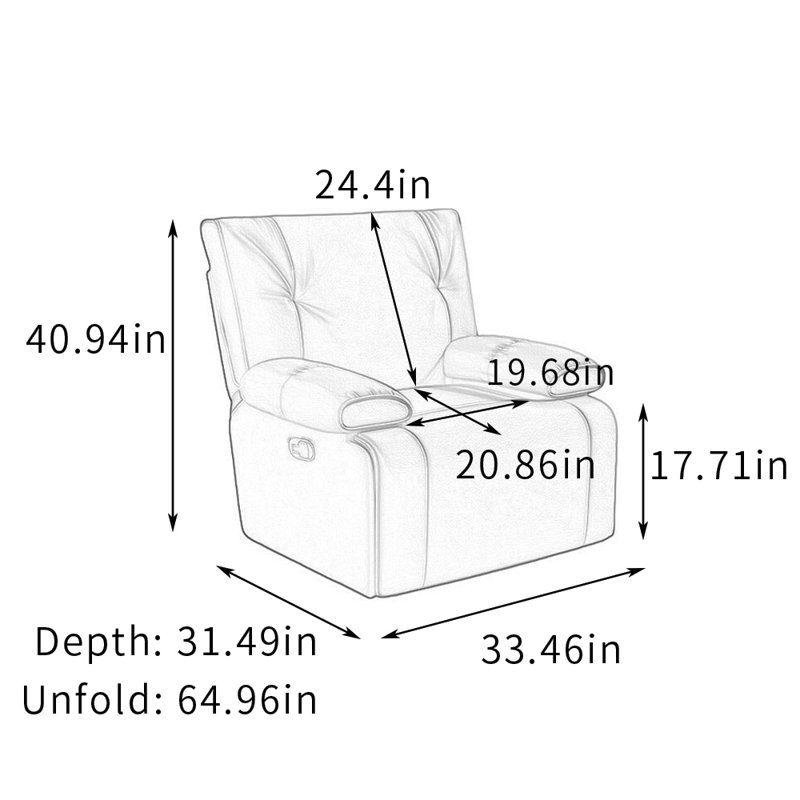 Fauteuil inclinable réglable en similicuir multifonctionnel, Caramel