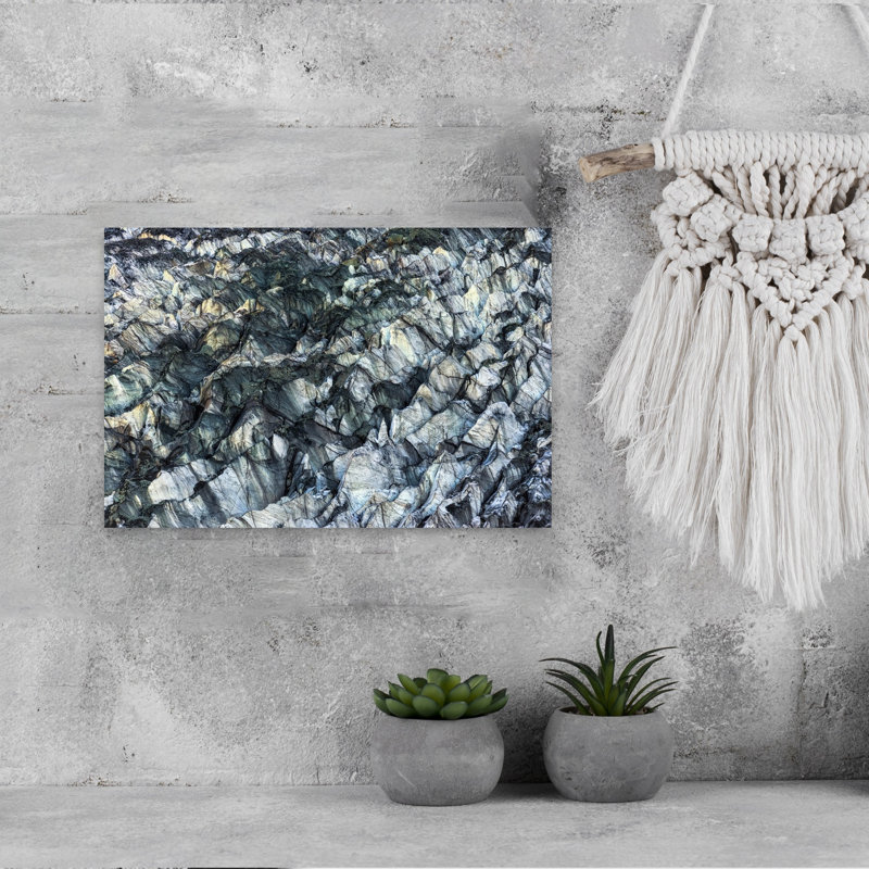 Lee - Art contemporain abstrait texturé glacier dans la trémie, H 12 po x l 18 po