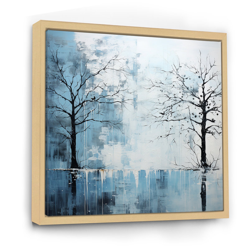 Minimalisme, charme d'arbre bleu sur toile, H 24 po x l 24 po x P 1 po, Cadre naturel flottant