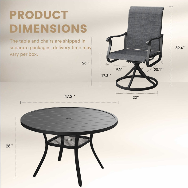 6-Person Outdoor Dining Set, Black/Charcoal
