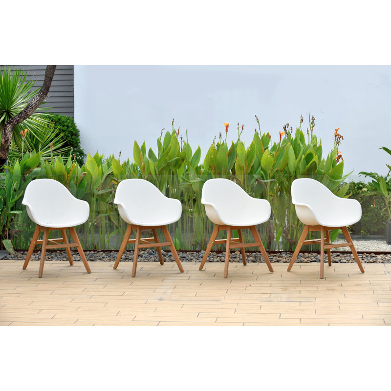 Chaise de patio noire avec accoudoirs Rafael, Blanc