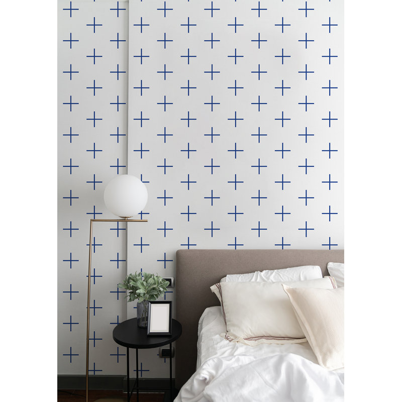Addition Large 10' L x 24" W Wallpaper Roll, Yves Blue, Self-adhesive, PVC