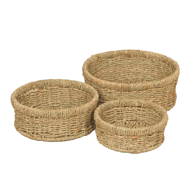 Seagrass Wicker 3 Piece Basket Set