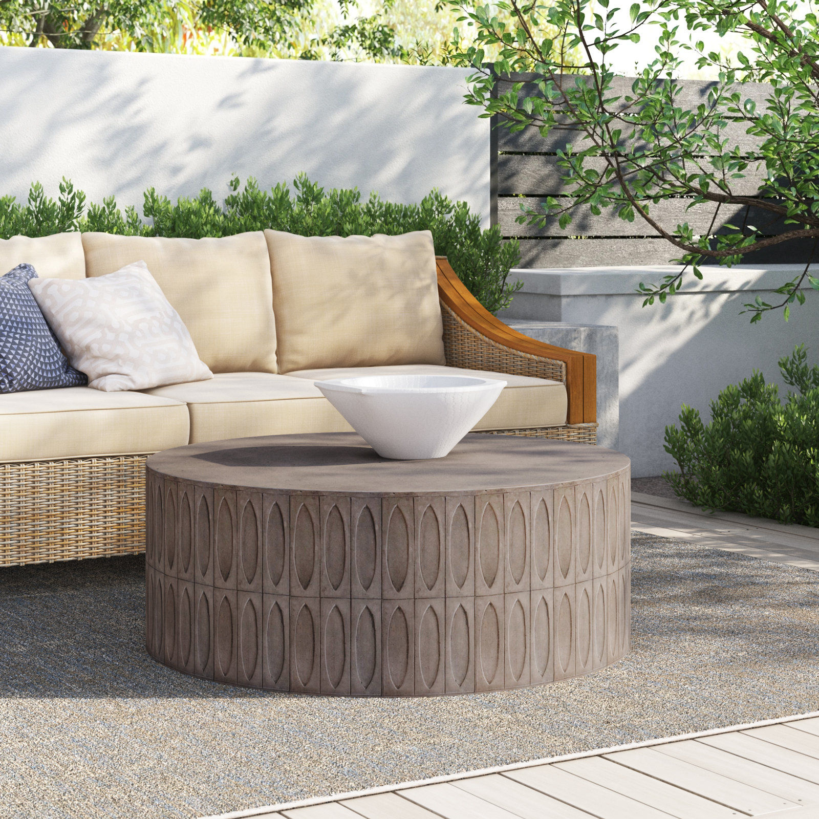 Karelia 42'' Stone Outdoor Coffee Table, Gray Concrete