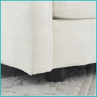 Chaise simple en chenille blanche avec coussin - Structure en bois robuste pour la chambre à coucher du salon