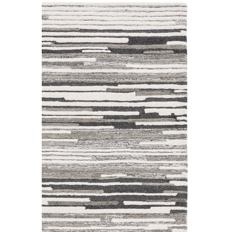 Rizzuto Abstract Hand Tufted Wool/Cotton Area Rug in Beige/Gray, Rectangle 3' x 5'